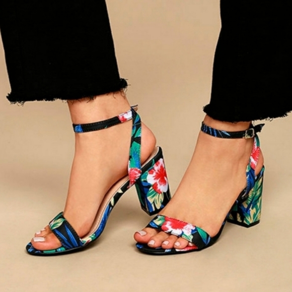 Lulus Shoes - 🌺 Lulu's Floral Print Ankle Strap Heel 🌺